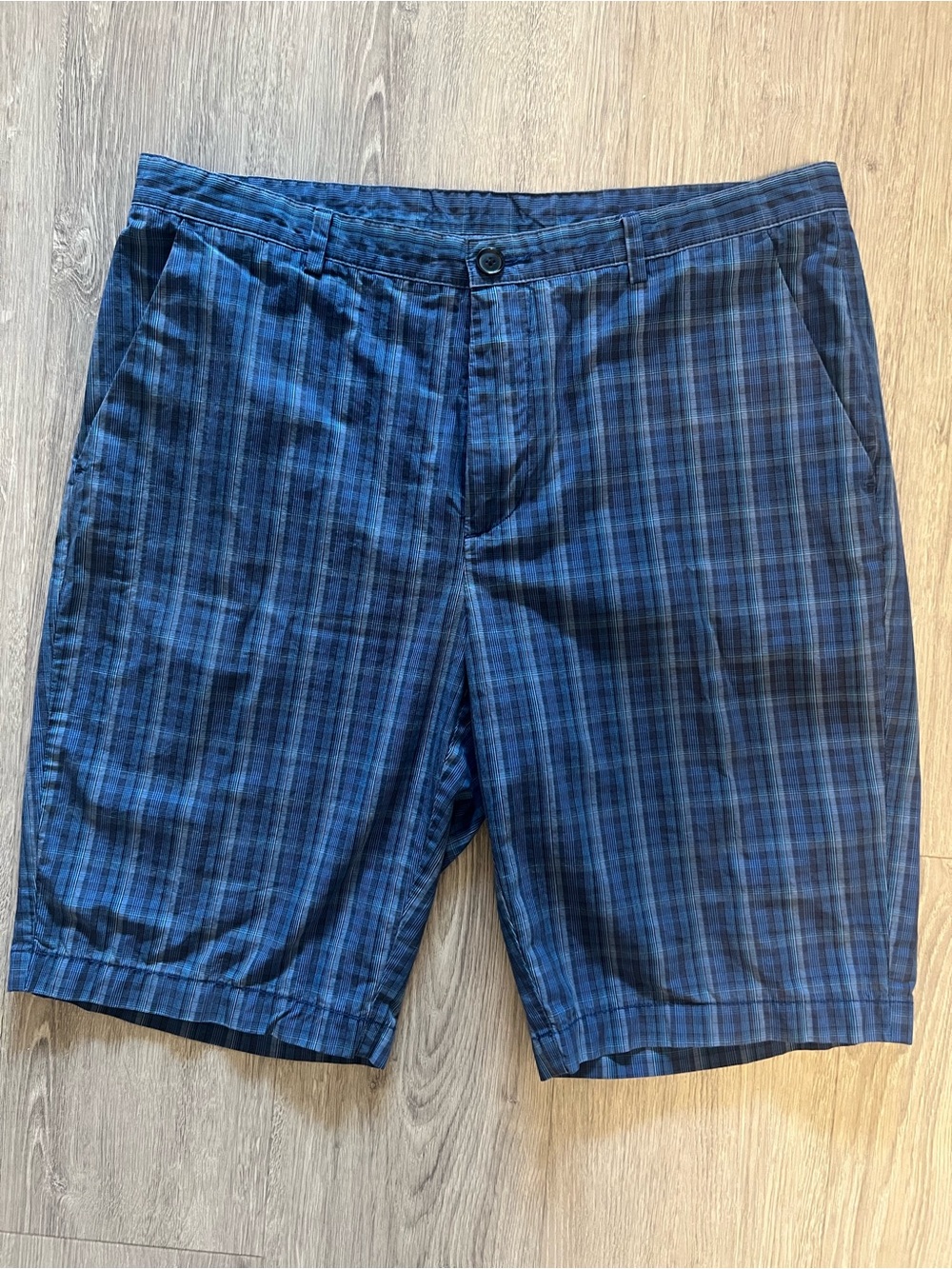 Men's Blue Plaid Casual Shorts | Golf Shorts | 100% Cotton